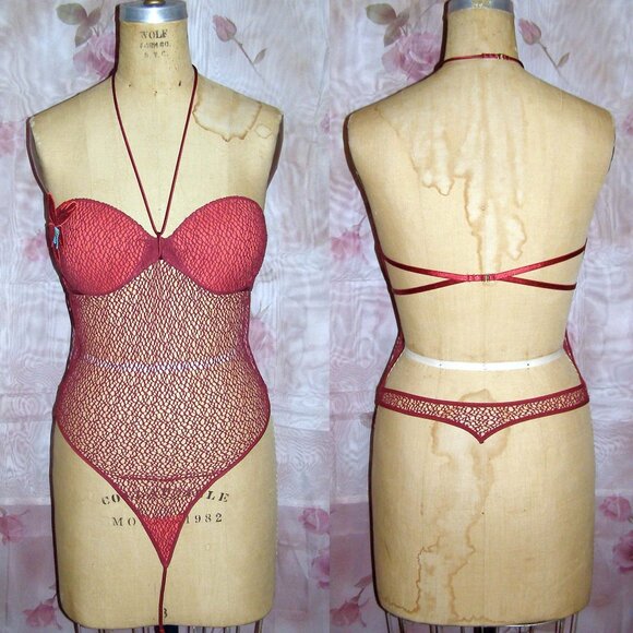 RARE nwot 36C Med Victoria's Secret fishnet Teddy - Picture 2 of 16